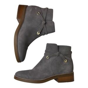 Cole Haan Womens Grand Os Railyn Ankle Boots Gray Suede Block Heel Side Zip 9 B